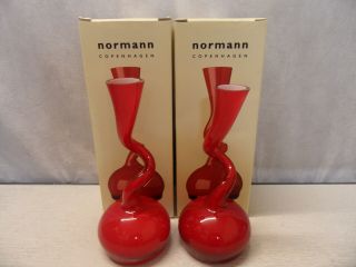 Normann Copenhagen Glass Swing Vases In Red - Boxed