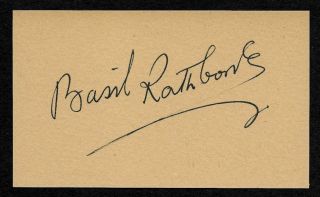 Basil Rathbone Autograph Reprint On Old 3x5 Card Sherlock Holmes Movies