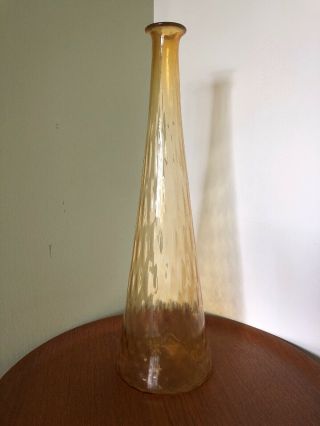 Decanter Genie Bottle Mid Century Amber Glass Empoli Made In Italy Vintage Tall