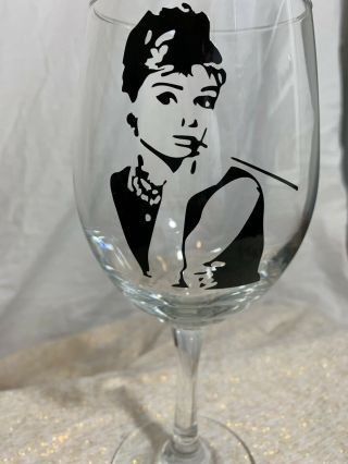 Handpainted Audrey Hepburn Breakfast At Tiffany’s Wine Glass