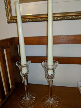 Pair (2) Waterford Crystal Lismore 7 " Candlesticks Made In Ireland