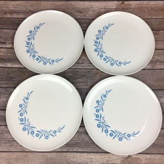 Set of 4 Centura By Corning Dinner Plates Blue Cornflower Pattern 1960s 70s 10 