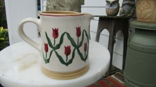 Nicholas Mosse Pottery Pitcher Ireland Red Tulip Flower Pattern