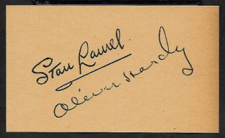 Laurel & Hardy Autograph Reprint On Period 1930s 3x5 Card