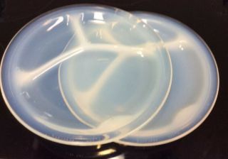 Fry Glass Foval Opalescent Grill Divided Plates Set Of 2 1920’s