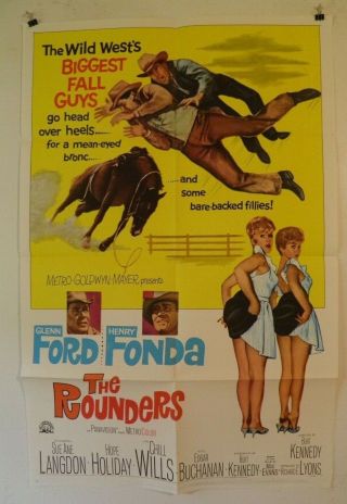 The Rounders Movie Poster 1965 Glenn Ford Henry Fonda 27 By 41 Chill Wills