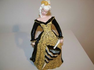 Vintage Hedi Schoop Girl In Black/yellow Dress With Umbrella Planter 13 "