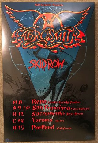 Aerosmith & Skid Row Bgp Concert Poster 36 Cow Palace 3/9/1990