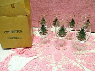 Cuthbertson Christmas Tree Small Wine Glasses 5 3/4 " 8 Oz Gold Set 7
