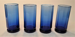 Set Of 4 Vintage Anchor Hocking Cobalt Blue Glasses Tumblers