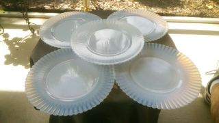 Set Of 5 Macbeth Evans Depression Glass Petalware Monax (white) Salad Plates