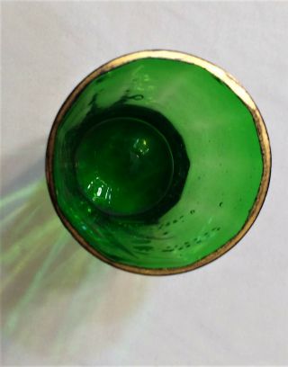 Vintage 1920 ' s Green Glass - Handpainted/Gold Enamel - Mini Drinking Glass 3