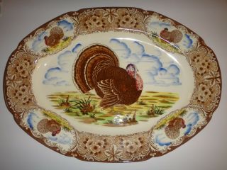 Vintage Maruta Ware Japan Large Oval Turkey Thanksgiving Serving Platter