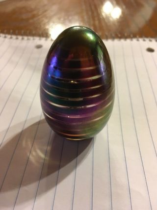 Msh Ash Signed Iridescent Bubble Swirl 3 " Egg Paperweight 1989 Mount St Helens