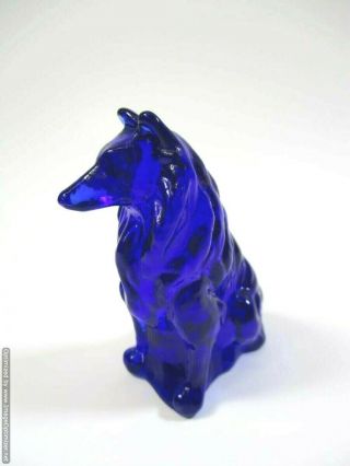 Mosser Collie / Sheltie Cobalt Blue Glass Dog Figurine Paperweight