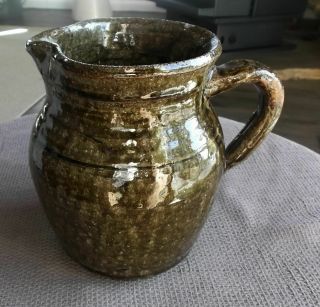 Antique East Texas Or Southern Alkaline Glaze Stoneware Pitcher