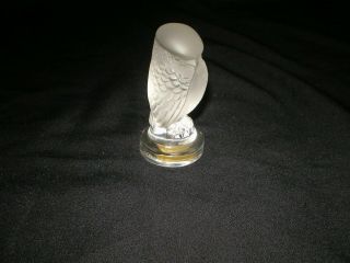 Lalique France Signed 2.  5 " Frosted Crystal Hawk Paperweight
