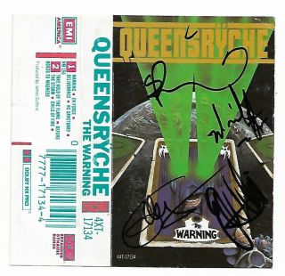 Autographed Queensryche Cassette Cover.  Signed In 2001.  Geoff Tate W/others
