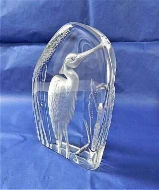 Wedgwood Glass Crystal Bird Paperweight Sculpture Heron Vintage Boxed