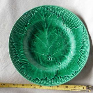 Antique Majolica Salad Plate Cabbage Leaf Basket Weave Wedgwood Copeland C 1880