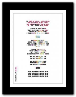 ❤ Coldplay ❤ Clocks Song Lyrics Poster Art Limited Edition Typography Print 2