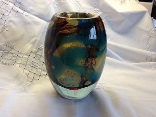 Lovely Vintage 6 " Mdina Art Glass Vase Signed On Base