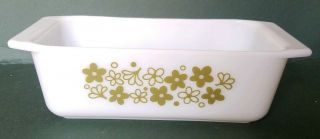 Pyrex Vintage Crazy Daisy/spring Blossom Bread Loaf Pan 813 Green On White
