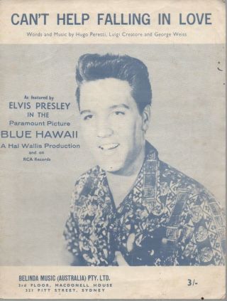 Elvis Presley Rare 1961 Aust Only Orig Sheet Music " Can 