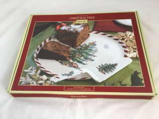 Spode Christmas Tree Peppermint Cake Plate And Server Retail $84 Nib