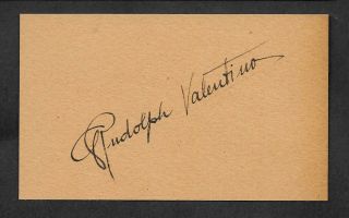 Rudolph Valentino Autograph Reprint On Old 3x5 Card