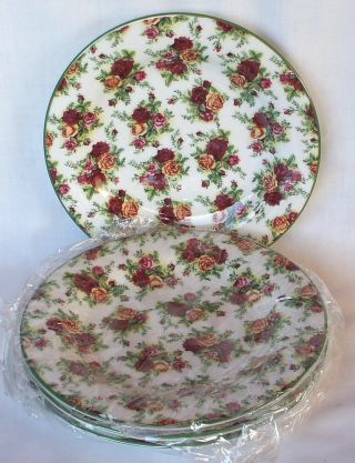 Set Of 4 Royal Albert Old Country Roses Afternoon Tea 8 " Salad Plates Nip