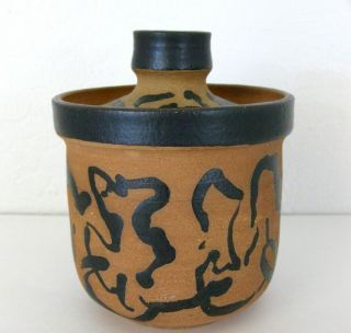 Studio Art Pottery Lidded Canister Trinket Box Signed Isabel Mid Century Modern