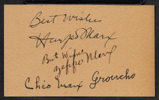The Marx Brothers Autograph Reprint On Period 1930s 3x5 Card
