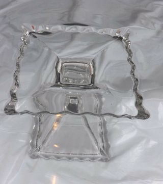 Large Clear Round Glass Cake Stand W Square Base