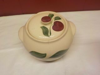 Vintage Watt Pottery Apple 3 Leaf Design Covered Cookie Jar 8 1/2 