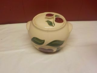 Vintage Watt Pottery Apple 3 Leaf Design Covered Cookie Jar 8 1/2 