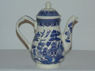 Vintage English Pottery Blue Willow Teapot Churchill Staffordshire