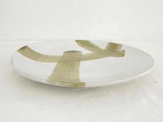 VTG Abstract Modern Handmade Glazed Stoneware Art Pottery Plate Signed Kan 13 