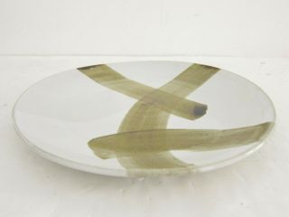 VTG Abstract Modern Handmade Glazed Stoneware Art Pottery Plate Signed Kan 13 