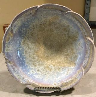 Stunning Unique Studio Pottery Crystalline Blue & Cream 11 " Bowl