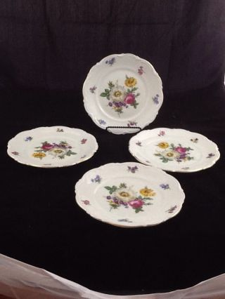 Mitterteich Bavarian China - Meissen Floral - Set Of 4 Salad Plates