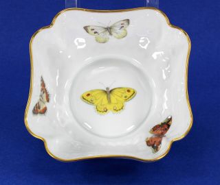 Limoges Butterfly Bowl,  Made In France,  B & C Bernardaud 6 1/2 " Square Gold Trim