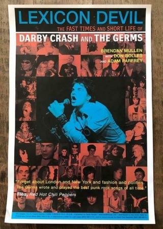 Lexicon Devil Darby Crash Germs Book Promo Poster Flea Red Hot Chili Peppers