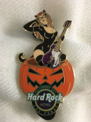 Hard Rock Cafe Pin Las Vegas Hotel & Casino Halloween Cat Girl In Pumpkin