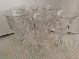Imperial Glass Old Williamsburg Clear Pattern Water Stemware Goblet Set Of Five 6