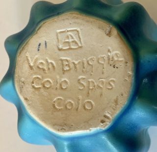 Vintage VAN BRIGGLE Blue/Turquoise Planter 5” Tall 5