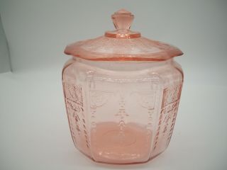 Pink Depression Glass Biscuit Jar With Lid