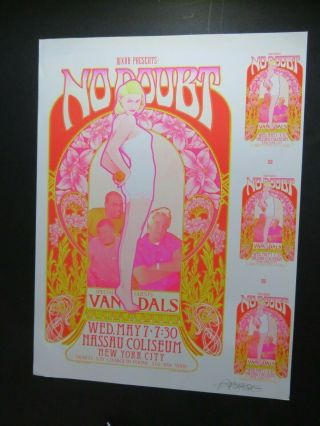 No Doubt - Vandals - Concert Poster Uncut Sheet W/handbills - Ny Bob Masse Artist
