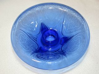 Hazel Atlas Glass Company Cobalt Blue Royal Lace Rolled Edge Candlestick Holder