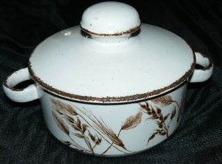 Vintage Midwinter Stonehenge Wild Oats Two Handle Casserole With Lid England